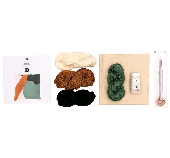 Rico Design Punch Needle Set pillow mustard/green