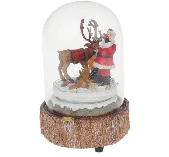 VBS Miniatur Glasglocke "Weihnachten im Wald", mit LED Beleuchtung und Musik