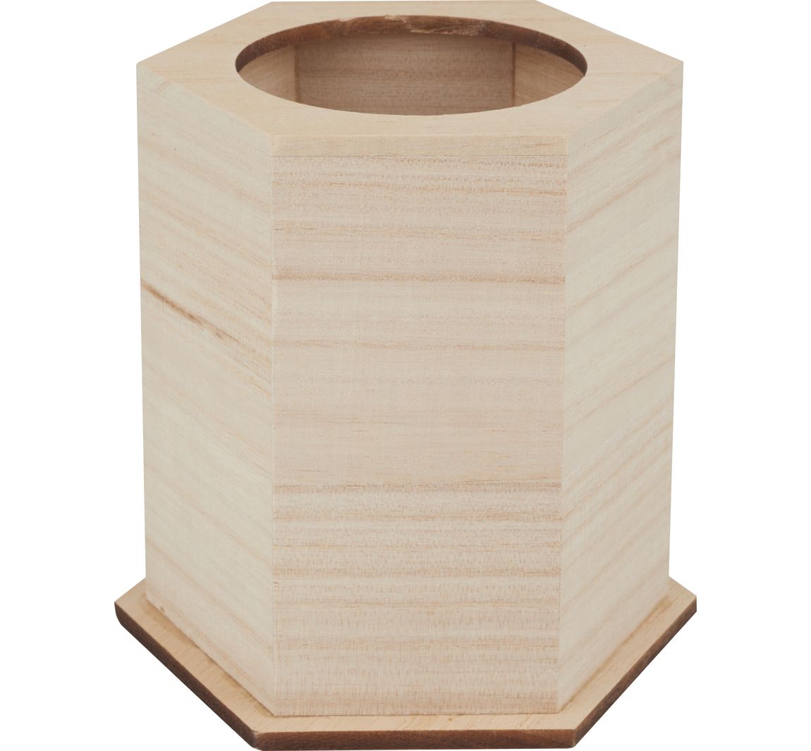VBS Holz-Stiftebox, sechseckig