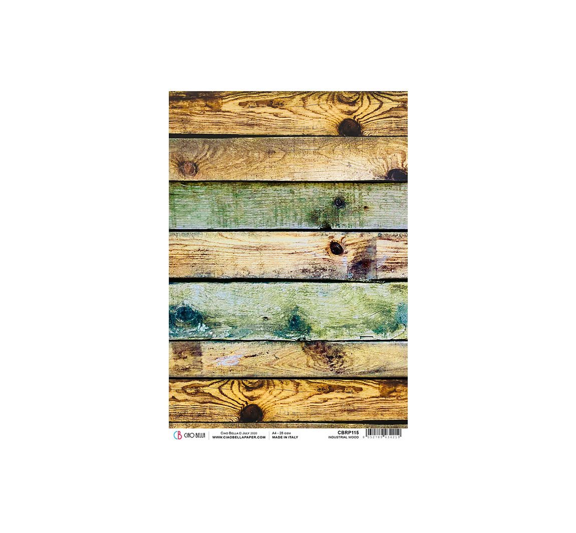Motiv-Strohseide Modern Times "Industrial Wood", ca. 30 x 21,5 cm