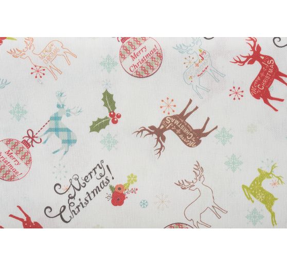 Motiv-Stoff Leinenoptik "Merry Christmas"
