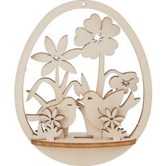 Steckmotiv Anhänger Ei "Hasen und Blumen" H 12 cm Steckmotiv Anhänger Ei "Hasen und Blumen" H 12 cm