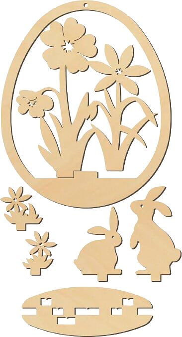 Steckmotiv Anhänger Ei "Hasen und Blumen" H 12 cm Steckmotiv Anhänger Ei "Hasen und Blumen" H 12 cm