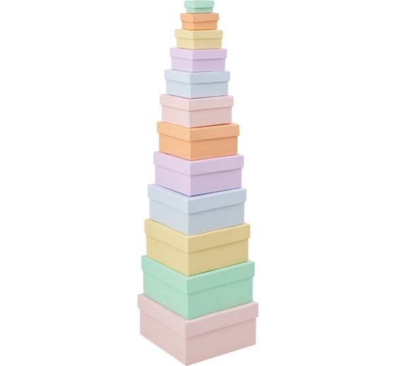 VBS Pappschachteln "Quadrat", Pastellfarben, 12er-Set