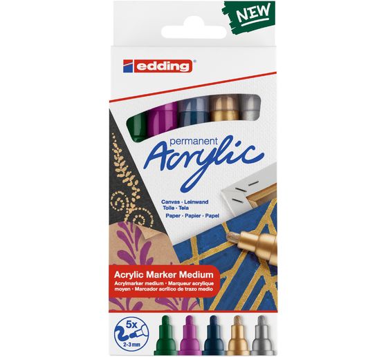 edding 5100 Acrylic "Acrylmarker - Festlich", Mittel, 5er-Set