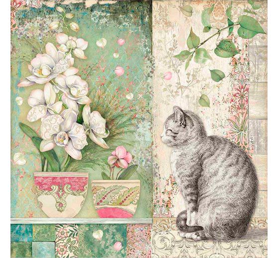 Scrapbook-Block "Katze und Orchidee"