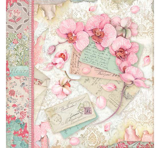 Scrapbook-Block "Katze und Orchidee"