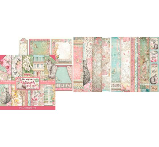 Scrapbook-Block "Katze und Orchidee"