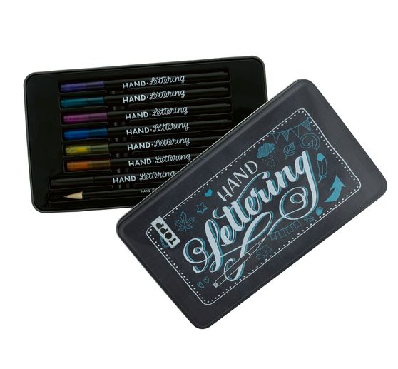 Handlettering Designdose mit Brush Pens