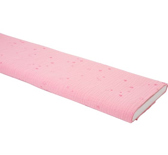 Krinkel-Musselin Baumwoll-Stoff mit Metallic-Effekt "Wild Dots-Lachsrosa"