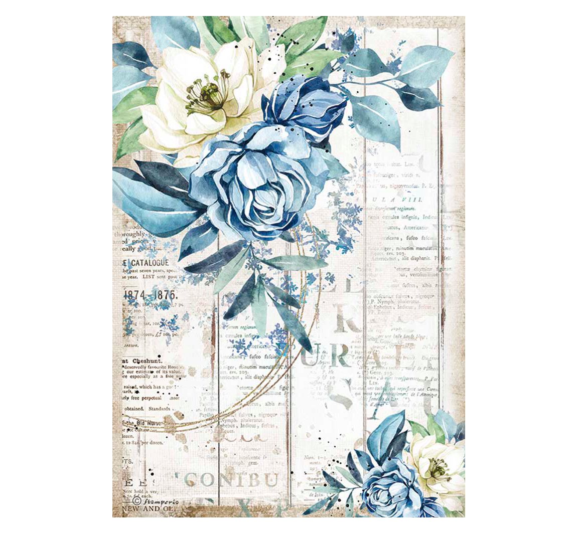 Motiv-Strohseide "Romantic Blue"
