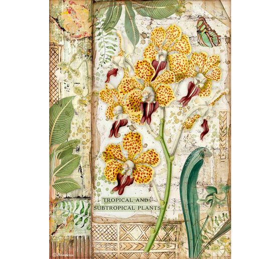Motiv-Strohseide "Gelbe Orchidee"