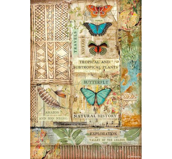 Motiv-Strohseide "Tropical Butterflies"