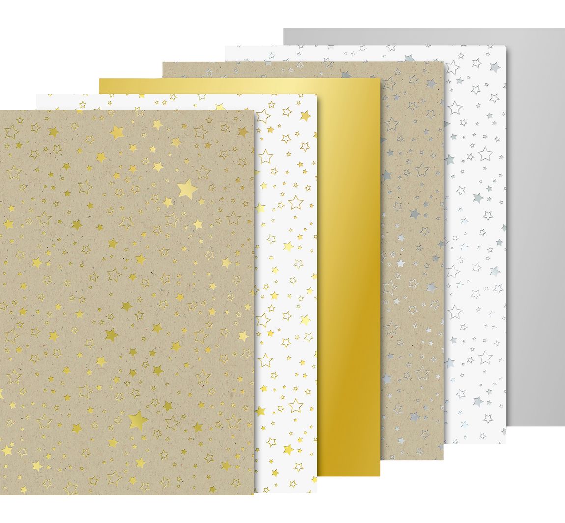 Karton-Block Sterne Gold/Silber