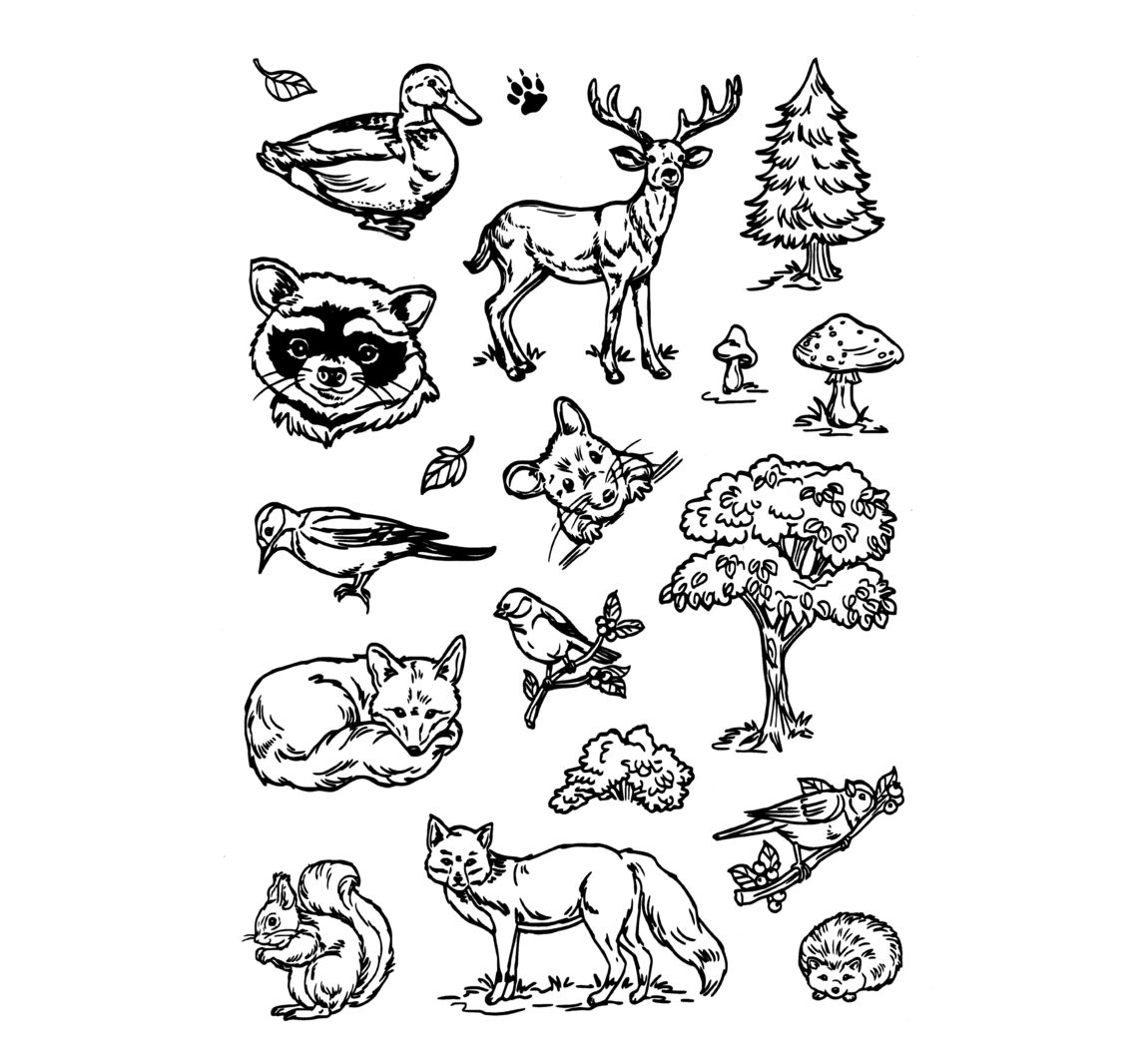 Silikonstempel Waldtiere