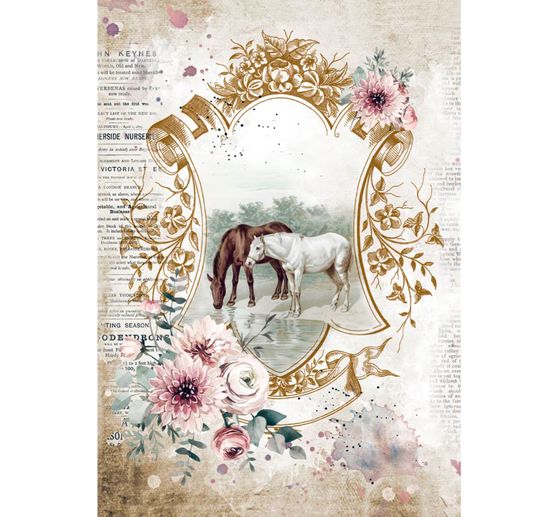 Motif straw silk "Horse pasture"