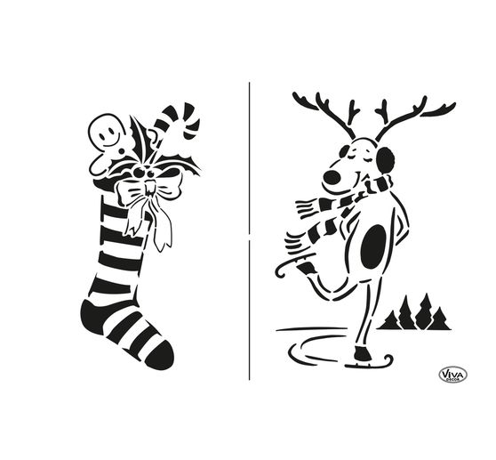 Schablone "Weihnachtsstrumpf & Hirsch"