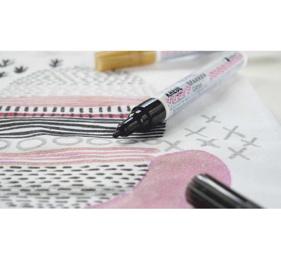 KREUL Textil Marker medium "Glitter", 5er-Set