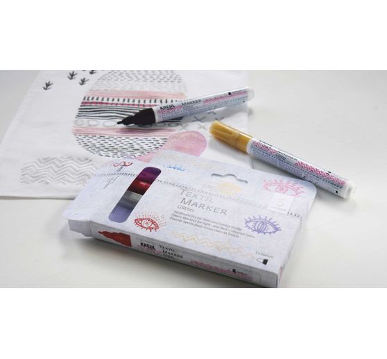 KREUL Textil Marker medium "Glitter", 5er-Set