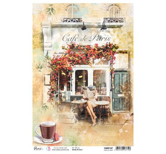 Motiv-Strohseide "Café de Paris"