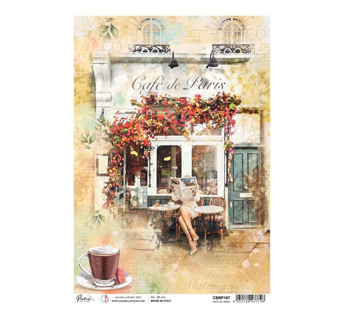 Motiv-Strohseide "Café de Paris"