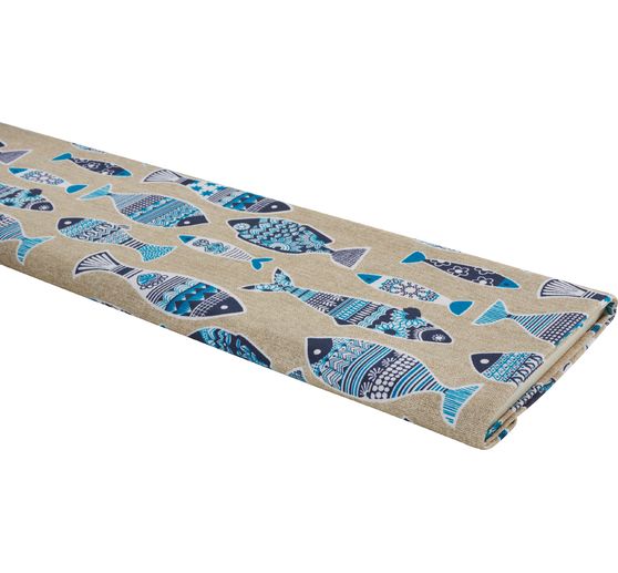 Motiv-Stoff Leinenoptik "Fische"