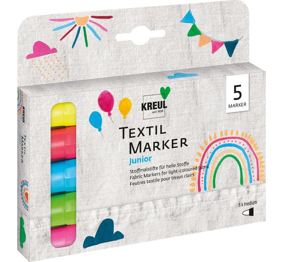 KREUL Textil Marker medium "Junior", 5er-Set