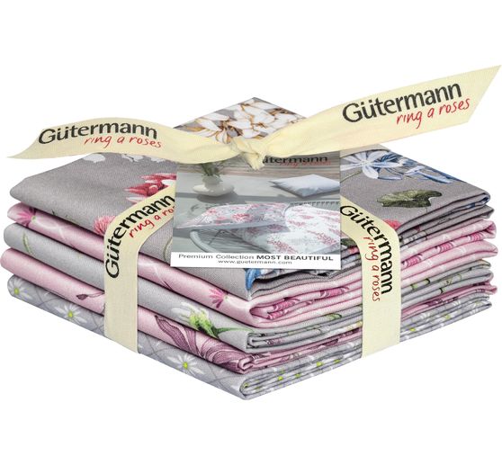 Gütermann Stoffpaket "Most Beautiful", Hellgrau-Rosé