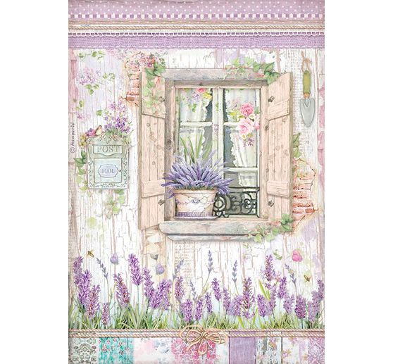 Motiv-Strohseide "Fenster in der Provence"