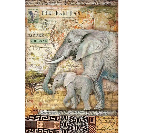 Motiv-Strohseide "Elefanten"