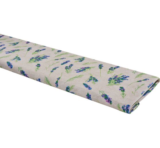 Motiv-Stoff Leinenoptik "Lavendel"
