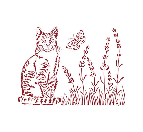 Schablone "Katze im Lavendelfeld"