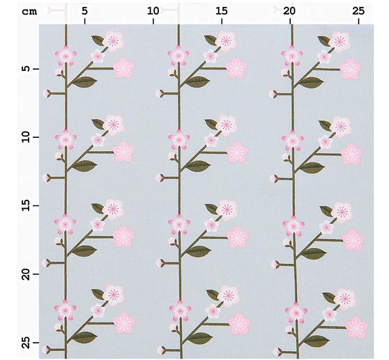 Baumwoll-Stoff Popeline "Sakura Zweige Smoke Blue"