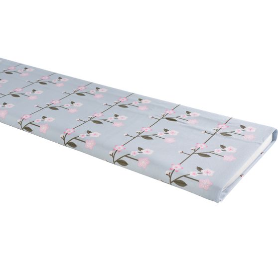 Baumwoll-Stoff Popeline "Sakura Zweige Smoke Blue"