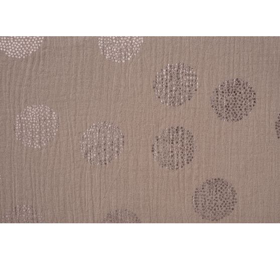 Krinkel-Musselin Baumwoll-Stoff mit Metallic-Effekt "Sakura Blossom Taupe"
