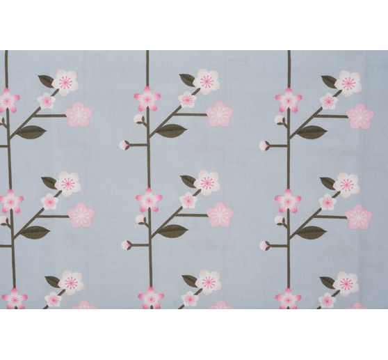 Baumwoll-Stoff Popeline "Sakura Zweige Smoke Blue"