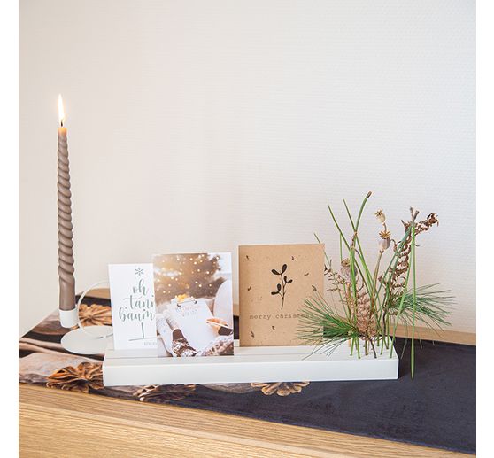Wooden stand for dried flowers and cards