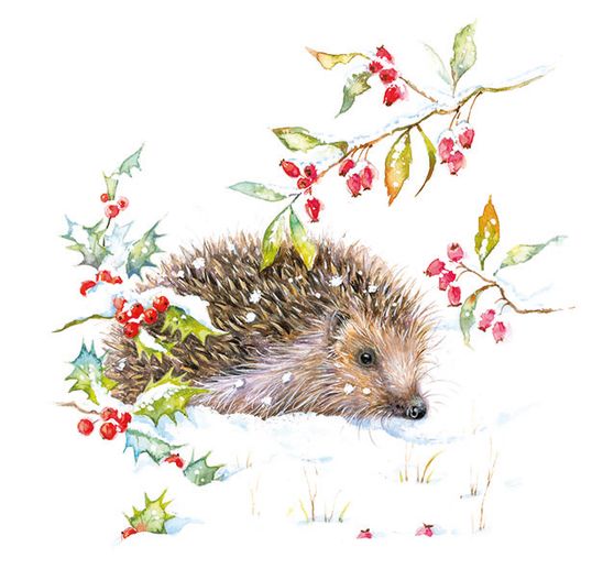 Serviette "Igel und Beeren"