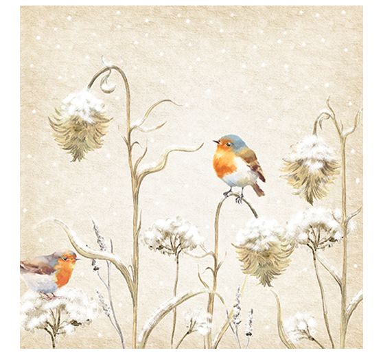 Serviette "Rotkehlchen in Distel"