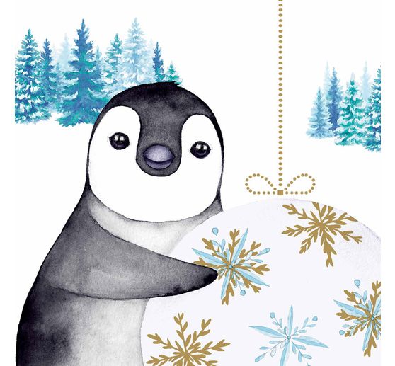 Serviette "Pinguin im Winter"