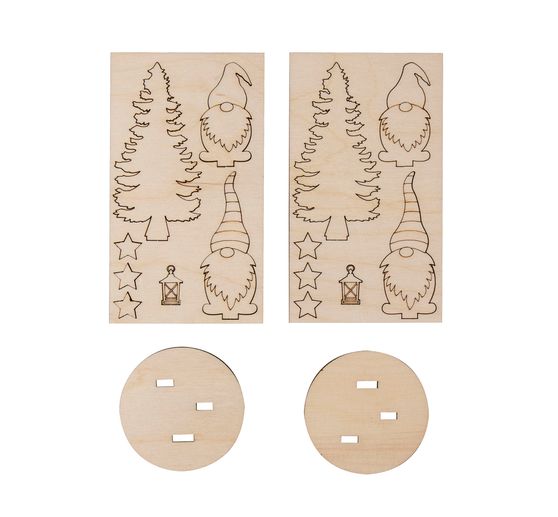 Holz-Steckmotiv "Wichtel mit Tanne"