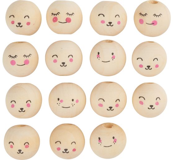Holzkugeln mit Gesicht "Cute Faces"
