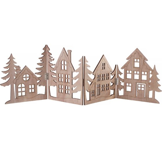 VBS Holz-Silhouette "Häuser und Tannen"