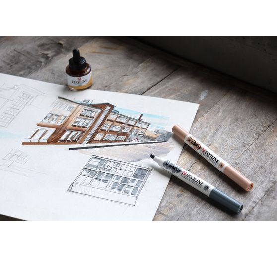 Talens Ecoline Duotip "Schwarz-Grau-Set"