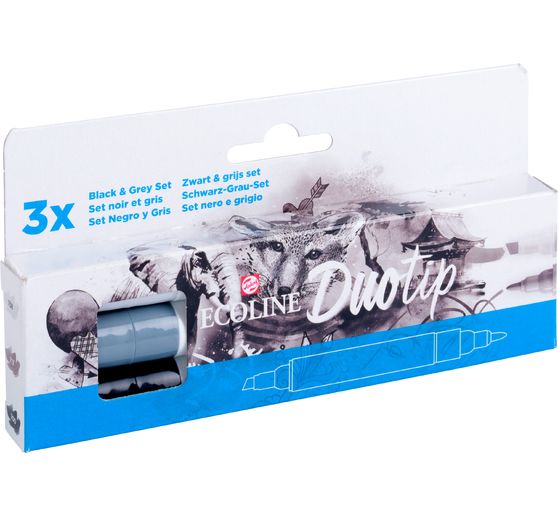 Talens Ecoline Duotip "Schwarz-Grau-Set"