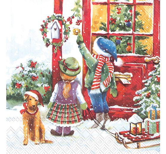 Serviette "Weihnachten vor der Haustür"