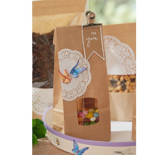Blockbodenbeutel aus Kraftpapier mit Sichtfenster