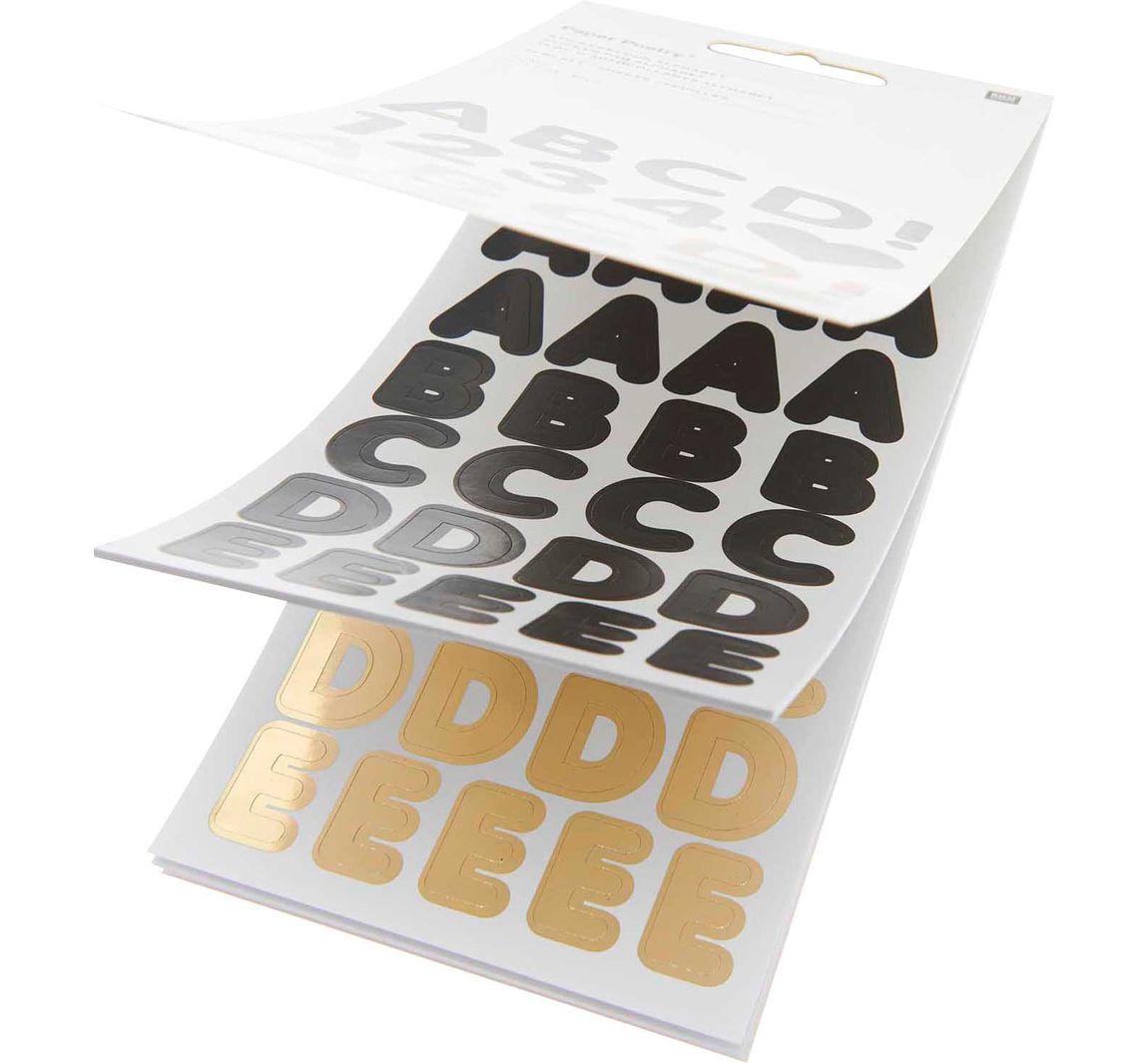 Stickerblock "Alphabet", Schwarz/Gold