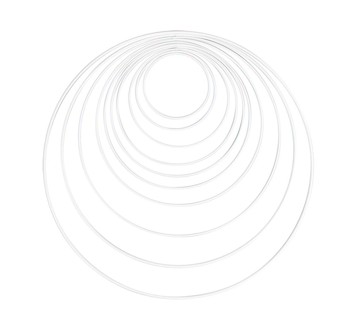 Metallring "Kreis", 10 - 40 cm, 10er-Set, Weiß