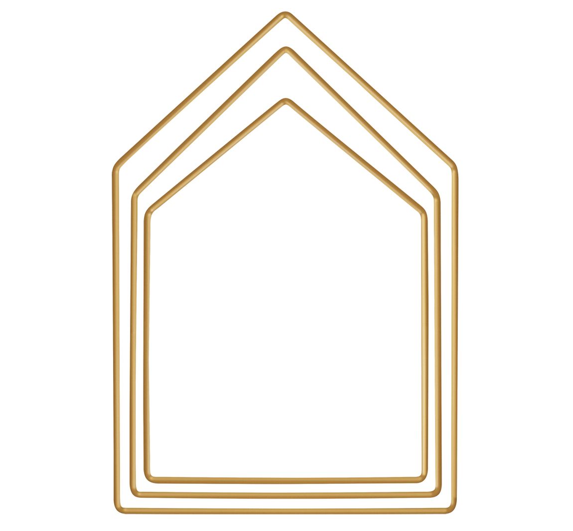 Metallring "Haus", 3er-Set, Goldfarben